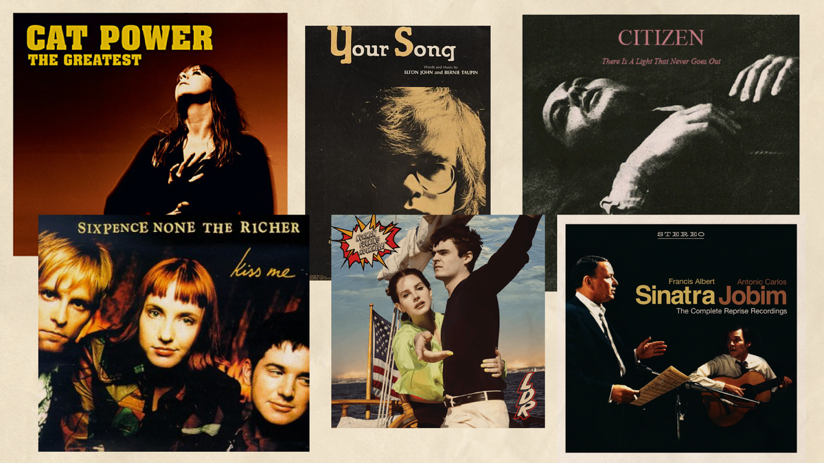collage of romantic music album covers for a romantic music playlist featuring various artists