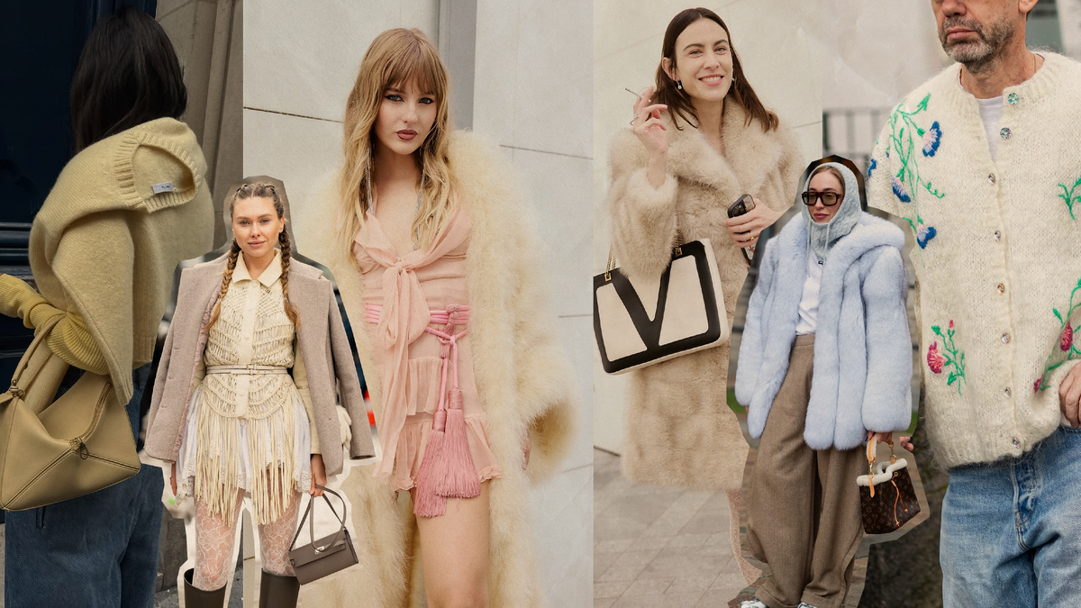 Stylish models showcase pastel fashion trends 2023 at fashion week, featuring soft colors and chic accessories.