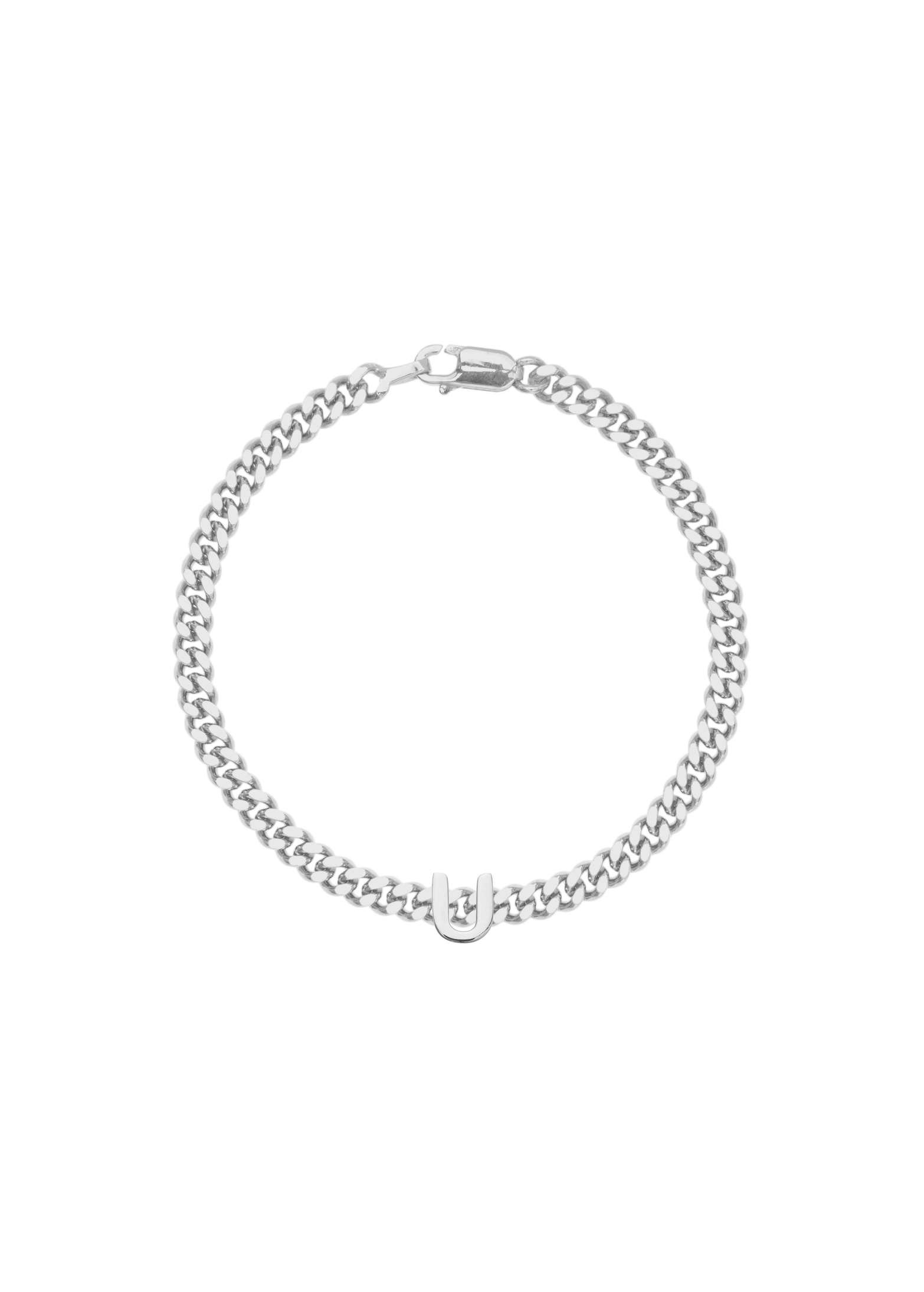 kids bracelet with letter U in silver