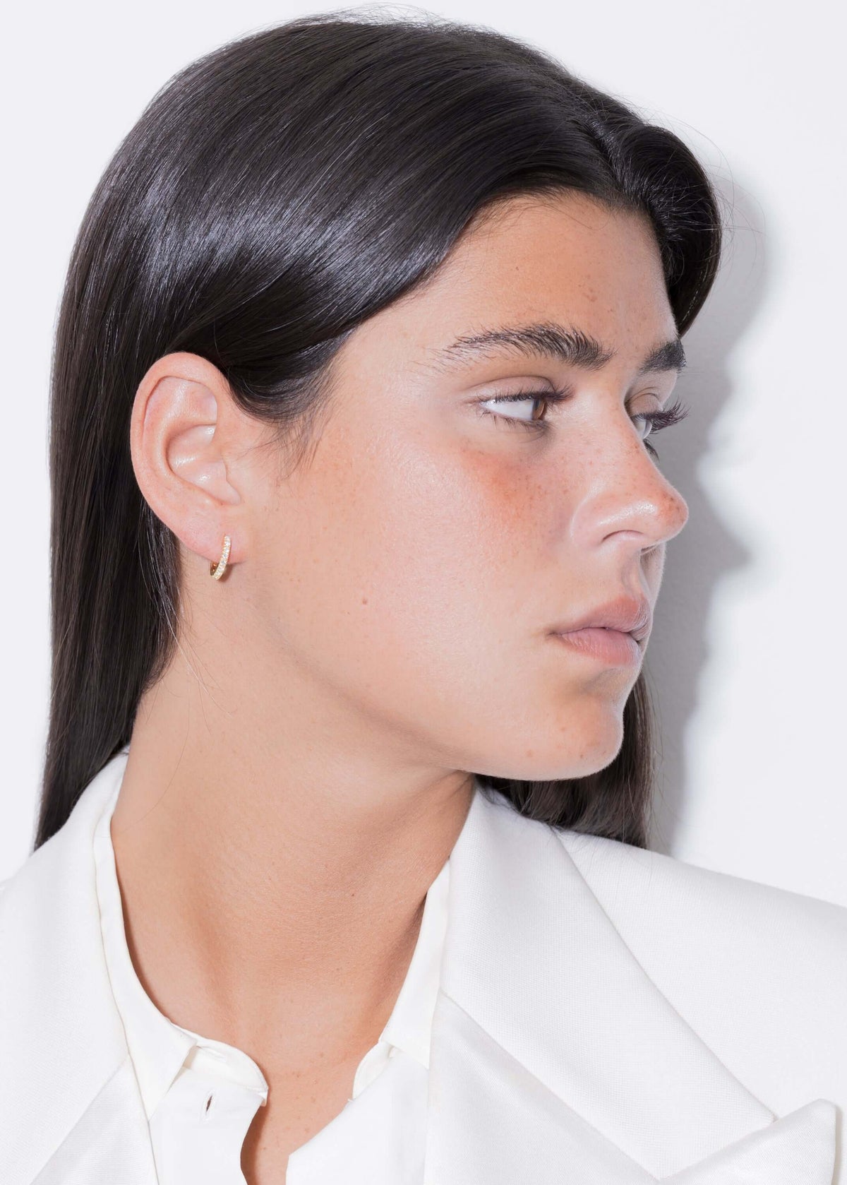 amina white huggies Earrings