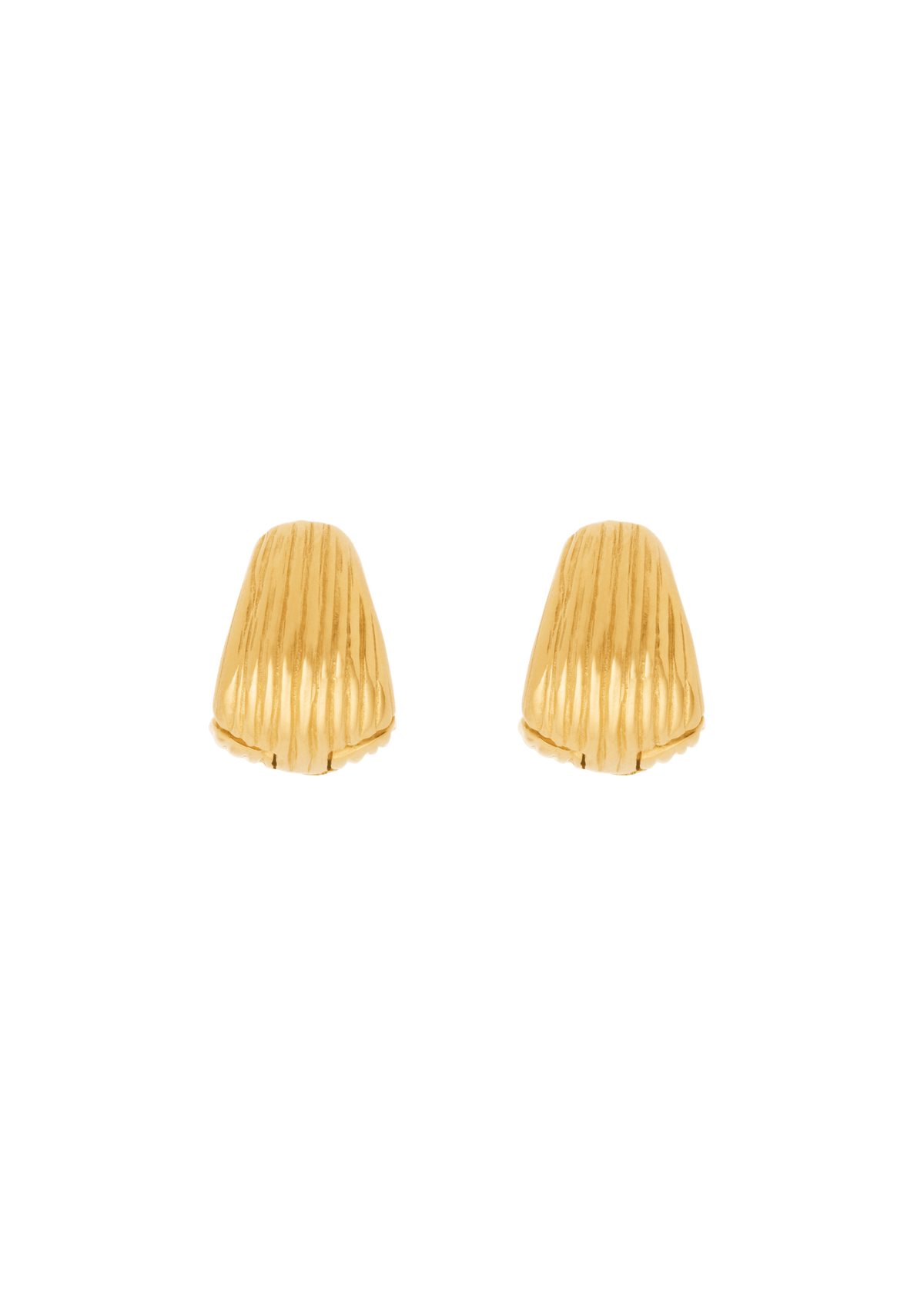 Tilly huggie earrings silver gold with textured design in 24k gold plating, lightweight and handmade.
