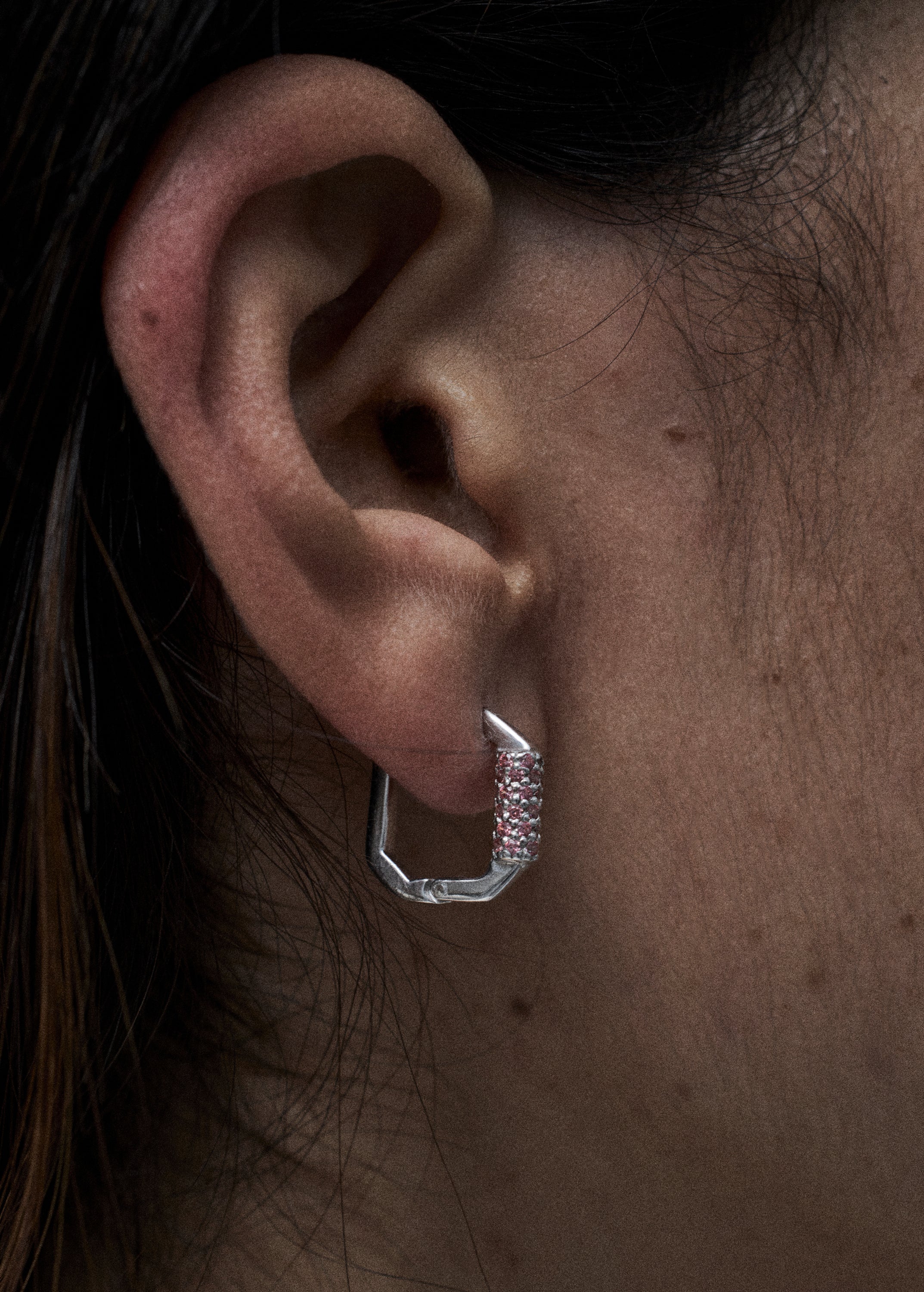 g earrings pink small in silver