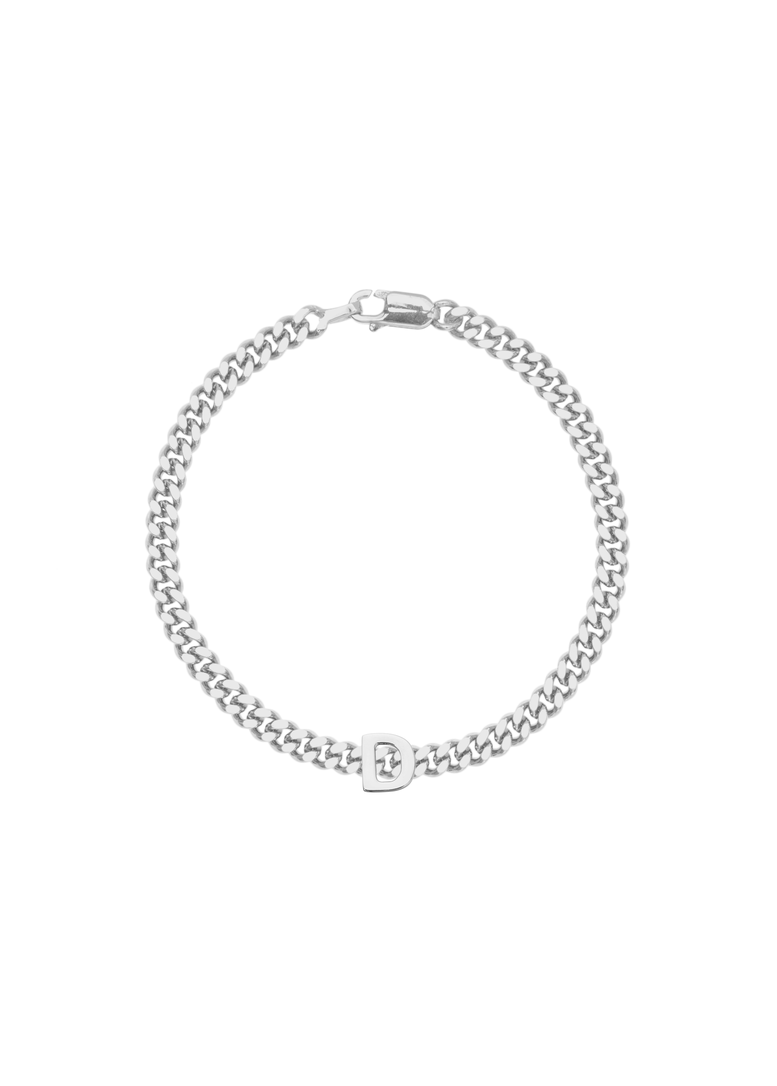 kids bracelet with letter D in silver