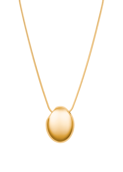 Handmade elegant Chéri necklace featuring a unique gold pendant on a delicate chain.
