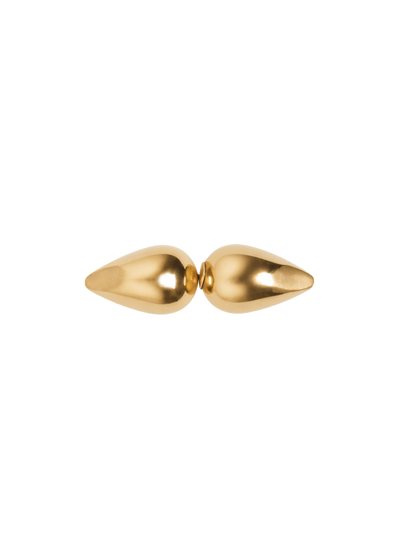 gold plated vintage piercing designed by CINCO Jewelry, showcasing a unique split teardrop shape.