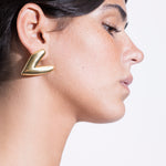 model wearing kokoro earrings in gold